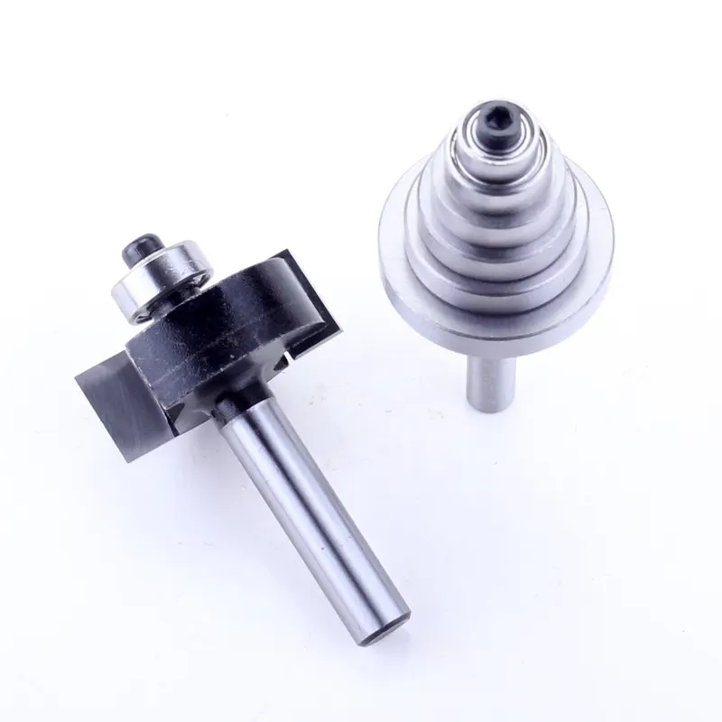 2PC 8mm Shank 1/2" Height with 6 Bearings Rabbet Router Bit & Bearing Set - CHWJW
