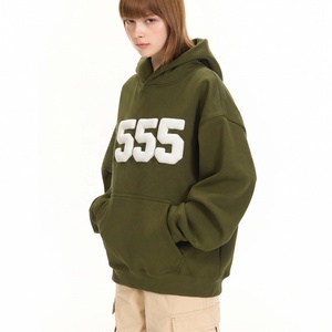 Custom Heavyweight 500GSM 100%cotton Puff Print 555 Hoodie Overisize Drop Shoulder Blank <b>Pullover</b> <b>for</b> <b>Men</b> - Product Image 1