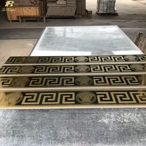 Springletileモロッコポリッシュラグジュアリーファンシー3Dガンビアタイルデザイン床装飾ゴールド磁器セラミックボーダータイル