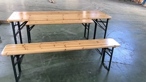 HE-263 Table pliante en bois et banc ensemble jardin patio mobilier d'extérieur pour bière et plus ensemble de table à manger personnalisé est <span class=keywords><strong>OK</strong></span> - Product Image 2