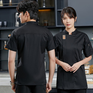 Abito da cuoco estivo a manica corta personalizzato <span class=keywords><strong>per</strong></span> <span class=keywords><strong>ristorazione</strong></span> Hotel ristorante e cucina <span class=keywords><strong>abiti</strong></span> da lavoro <span class=keywords><strong>per</strong></span> pasticceria - Product Image 4