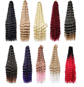Vente en Gros <span class=keywords><strong>de</strong></span> Mèches <span class=keywords><strong>Cheveux</strong></span> Synthétiques à Ondes Profondes Ombrées Douces <span class=keywords><strong>de</strong></span> 30 Pouces, Tresses au Crochet Afro Crépues Bouclées, Extensions Capillaires au Crochet - Product Image 1