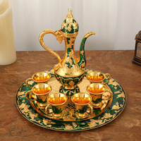 Ensemble de vin élégant et raffiné de style chinois, luxe léger, avec pot à vin et tasses en alliage de zinc - Cadeau idéal pour le salon, la maison, l'hôtel