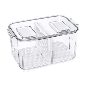 Stackable Fruits Vegetables Pantry Storage Container Bins Clear Plastic Ref Storage Organizer with Drain
