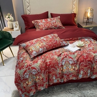 100% ensembles de housse de couette en coton biologique à longues fibres égyptiennes Style américain 60s 4 pièces 300 fils