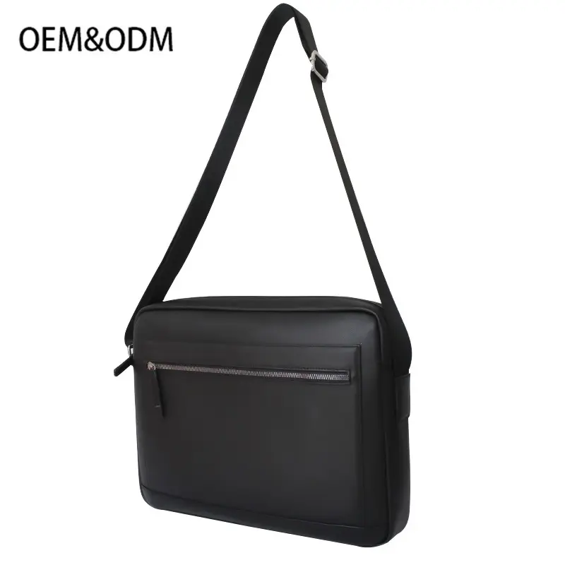 Custom Business Casual Men Black Sling Bags Waterproof Pu Leather Shoulder Crossbody Messenger Bag