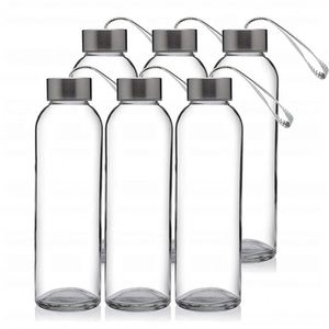 Wholesale 500Ml Borosilicate Glass Water Bottle Portable Travel Mug With <b>Metal</b> Lid and Strap Direct Drinking for Camping - Product Image 1