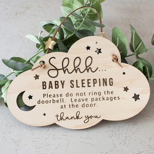 Nicro nouveau Design nuage en forme <span class=keywords><strong>de</strong></span> bébé dormir étiquettes suspendues pour pépinière <span class=keywords><strong>maternelle</strong></span> enfants chambre porte en bois signes bouton décoration - Product Image 1