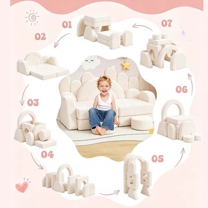 Factory Custom 12 Pieces Comfortable Modular Kids <b>Sofa</b> Set Foam <b>Play</b> Couch for Toddler <b>Play</b> for Living Room Children Furniture - Product Image 6