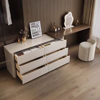Coiffeuse moderne de luxe avec miroir rotatif, tiroirs en bois durables, design de panneau de table de maquillage pour la chambre à coucher