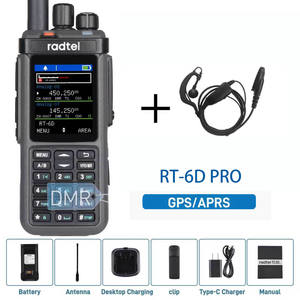 Radtel RT-6D PRO Talkie-walkie double bande GPS/APRS <span class=keywords><strong>Radio</strong></span> DMR 500 000 contacts Double slot horaire Niveau 1+2 <span class=keywords><strong>Radio</strong></span> amateur 10 km 4G IPX5 <span class=keywords><strong>2000</strong></span> mAh - Product Image 1