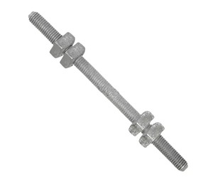 Quan Pham Double Arming Bolt Galvanisé à chaud 5/8 po x 36 po avec 4 écrous, galvanisation de haute qualité, ASTM A-153 - Product Image 3