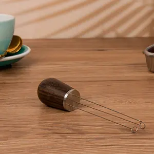 Accesorios de café de acero inoxidable, 51/54/58mm, distribuidor de café con aguja de madera