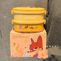 Disney Zootopia Rechteckige Doppelwandige Isolierte Lunchbox mit Verschluss und Griff für Schulanfang, Picknicks und Kinder