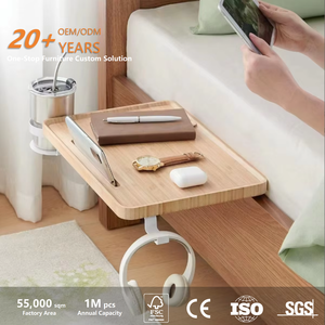 Para <span class=keywords><strong>VASAGLE</strong></span>, estante de cama de madera moderno, mesita de noche colgante con gancho para portavasos para dormitorio, litera con Clip, Mini mesita de noche - Product Image 2