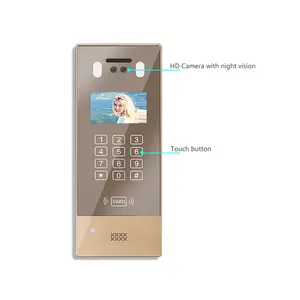 Touch Key 7 RFID kata sandi pintu Video, Kit sistem interkom ponsel + monitor dalam ruangan + kabel Buka kunci kendali jarak jauh