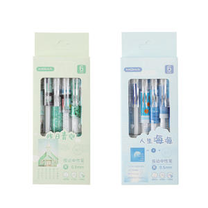 Juego de bolígrafos de Gel transparentes creativos frescos de dibujos animados, bolígrafo de firma para estudiantes de 6 piezas, Clip de bolígrafo de paisaje de monólogo fresco de plástico de 0,5mm - Product Image 6