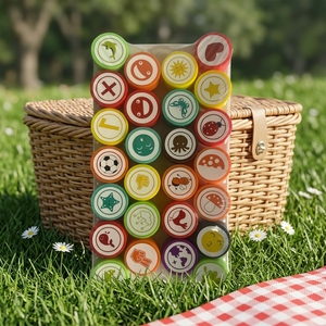 Assortiment de 26 tampons encreurs personnalisés en plastique pour enfants, jouet éducatif <span class=keywords><strong>TopFun</strong></span> DF05, 2-4 ans - Product Image 1