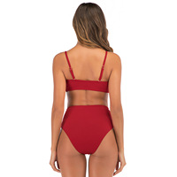 Maillot de bain Fabricant Logo personnalisé Taille haute Bikini de couleur unie Ve Maillot de bain et vêtements de plage à haute élasticité