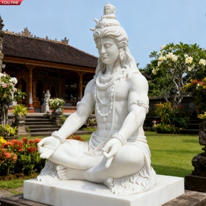 YOUFINE <span class=keywords><strong>Statue</strong></span> du Dieu <span class=keywords><strong>Shiva</strong></span> en marbre blanc, sculpture religieuse hindoue pour la méditation, pour temple - Product Image 1