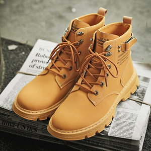 Bottes pour hommes MH05, nouvelles bottes de travail tendance et polyvalentes pour l'automne, antidérapantes, résistantes à l'usure, à semelle épaisse, couleur jaune désert, bottes de marche décontractées - Product Image 5