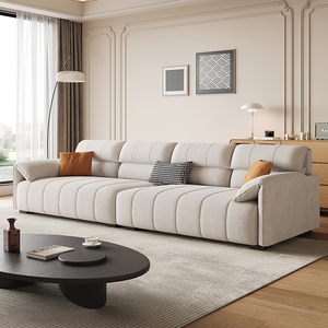 Sofá de Cuero <span class=keywords><strong>y</strong></span> <span class=keywords><strong>Tela</strong></span> de Estilo Crema de Lujo Ligero, Sofá Seccional Moderno <span class=keywords><strong>y</strong></span> Sencillo para Sala de Estar, Apartamento Pequeño, Sofá Seccional Tipo Oreja de Elefante - Product Image 4