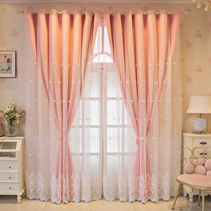 Rideau <span class=keywords><strong>double</strong></span> couche à couleurs multiples de luxe Rideau occultant haut avec voile brodé pour salon chambre à coucher - Product Image 1