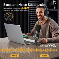 Microphone dynamique double interface MAONO PD100X avec éclairage RGB pour PC, PS5, streaming en direct, podcast et enregistrement vocal