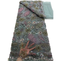 Tissu en dentelle vert sauge NI.AI, tissu en dentelle luxueux perlé, dentelle brodée de haute qualité avec des paillettes pour robe de mariée, robe de mariée