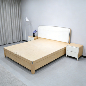 Cama de Madera Maciza para el Hogar, 1.8m/1.5m, Doble, Económica, Simple, Moderna, con Almacenamiento, Diseño Minimalista, Elegante y Moderna - Product Image 1
