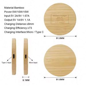 Eco-friendly Slim Bamboo Wood Wireless Charger Fast 5W 10W 15W Charging Custom Logo UV Printed - Product Image 5