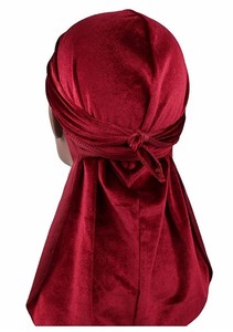 Venta al por mayor: Nuevos durags de terciopelo unisex, pañuelos turbantes, gorros transpirables de cola larga para hombres y mujeres, gorras de pirata, diademas de hip hop. - Product Image 4