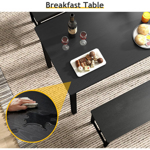 Ensemble table <span class=keywords><strong>et</strong></span> <span class=keywords><strong>chaises</strong></span> de salle à manger moderne pour <span class=keywords><strong>4</strong></span> personnes, peu encombrant avec 2 <span class=keywords><strong>pieds</strong></span> réglables, bancs de petit-déjeuner - Product Image 5