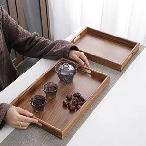 Simple Walnut Color <b>Tea</b> <b>Tray</b> Rectangular With Handle For <b>Tea</b> Serving Home Hotel Use - Product Image 3