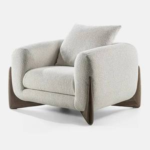 Ensemble de canapés modernes scandinaves nordiques en tissu bouclé sherpa blanc, meubles de salon - Product Image 2