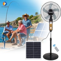 Prix de gros des ventilateurs solaires 4 vitesses avec sortie USB 5V Charge anti-moustique lumière LED télécommande