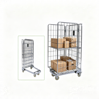 Chariot pliable en treillis métallique avec roulettes pivotantes pour le stockage en supermarché et commerce de détail