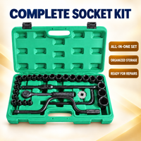 Jeu de clés à cliquet multi-tailles avec étui rigide en acier, outils à main pour la réparation automobile, moto, vélo, usage en atelier