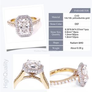 Tianyu personnalisé 14K 18K femmes coupe rayonnante VVS fiançailles solide blanc jaune or laboratoire cultivé diamant bague de mariage avec IGI certifié - Product Image 2