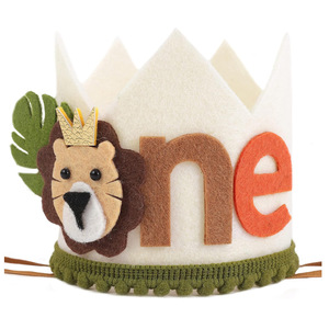 Chapeau en feutre couronne de lion DAMAI pour fête d'anniversaire sur le thème de la jungle Wild One, accessoires photo pour garçons, fournitures de décoration pour fête d'anniversaire animale - Product Image 4