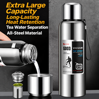 Botol Termos Vakum Stainless Steel 316 Kapasitas Besar Portabel untuk Perjalanan Luar Ruangan Hiking Logo Kustom Grosir OEM