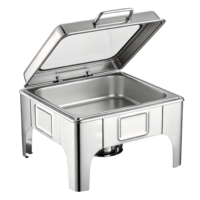 Rechteckiger Buffet-Wärmer mit Hohen Füßen, Sichtbare Glasabdeckung Chafing Dish Set, Edelstahl Speisenwärmer für Hotel Bankett Catering