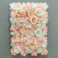 Großhandel Künstliche Blumenwand Rose Hortensie Dahlie Stereo für Hintergrundwand Hochzeitsdekoration Blumenreihe