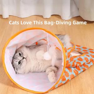 Terowongan Kucing dari Kain Terylene Bermotif Kartun Lucu, Mainan Interaktif untuk Olahraga dan Mengurangi Stres, untuk Penggunaan di Dalam Ruangan - Product Image 3