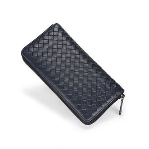 Sheepskin Woven Long Wallet for <b>Men</b> Women Korean Fashion Wallets Large Capacity Zipper <b>Clutch</b> Phone <b>Bag</b> Male Purse - Product Image 1