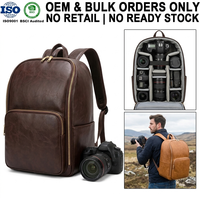 Sac à dos pour objectif d'appareil photo reflex numérique en cuir microfibre végétalien résistant à l'eau, OEM, ODM, marque privée, logo personnalisé, fabricant sur mesure