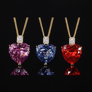 Premium Eco-friendly Copper Gold Plated 20MM Red Cubic Zirconia Jewelry Love <b>Heart</b> Shape <b>Sweet</b> Pendant Necklace for Ladies Gift - Product Image 5