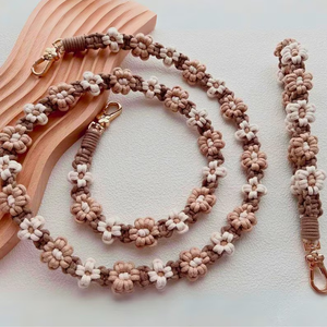 2 uds. Correa de teléfono con flores de margaritas de ganchillo, accesorios de cuerda cruzada, regalo para ella, bandolera trenzada, juego de muñequeras con cordón de macramé - Product Image 5