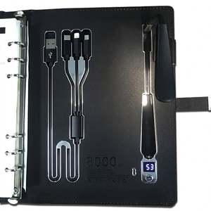 Top PU Leather Notebook Power Bank Notepad with Wireless Charger and 8G USB Flash with <b>Book</b> Lamp and LED logo for Gifts Idea - Product Image 5