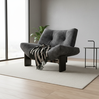 Sillón Moderno para Sala de Estar, Diseño Popular, Estilo Crema, Sillón Individual de Tela, Cómodo, Ligero y de Lujo